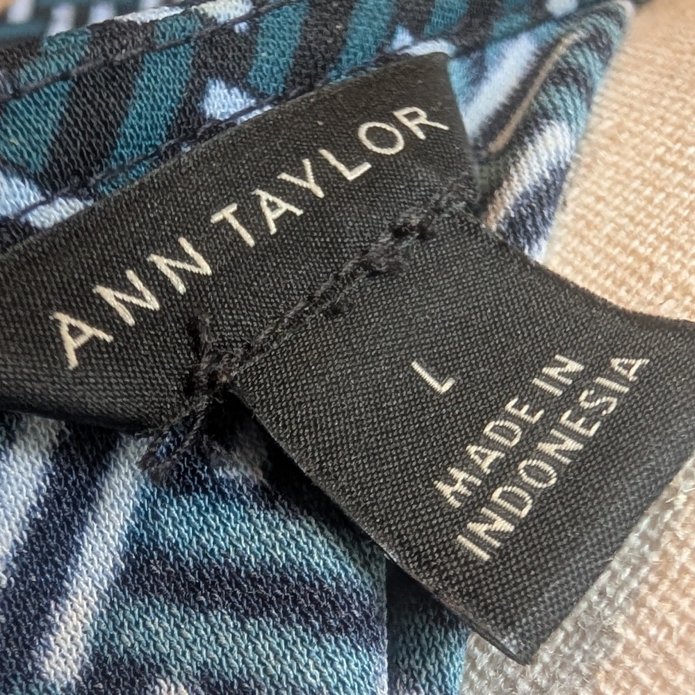 Ann Taylor Teal Black and White Midi Dress - Picture 3 of 5